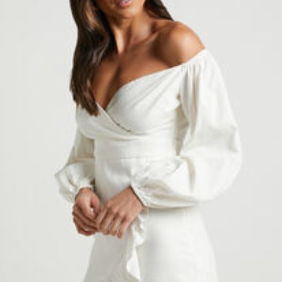 Showpo White Mini Dress Linen - Picture 2 of 4